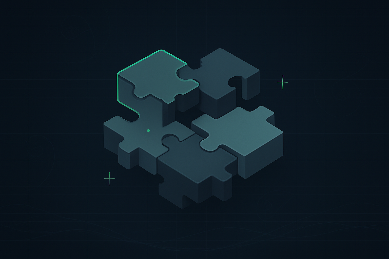 Interlocking puzzle pieces with misaligned tabs, illustrating AI initiative challenges.